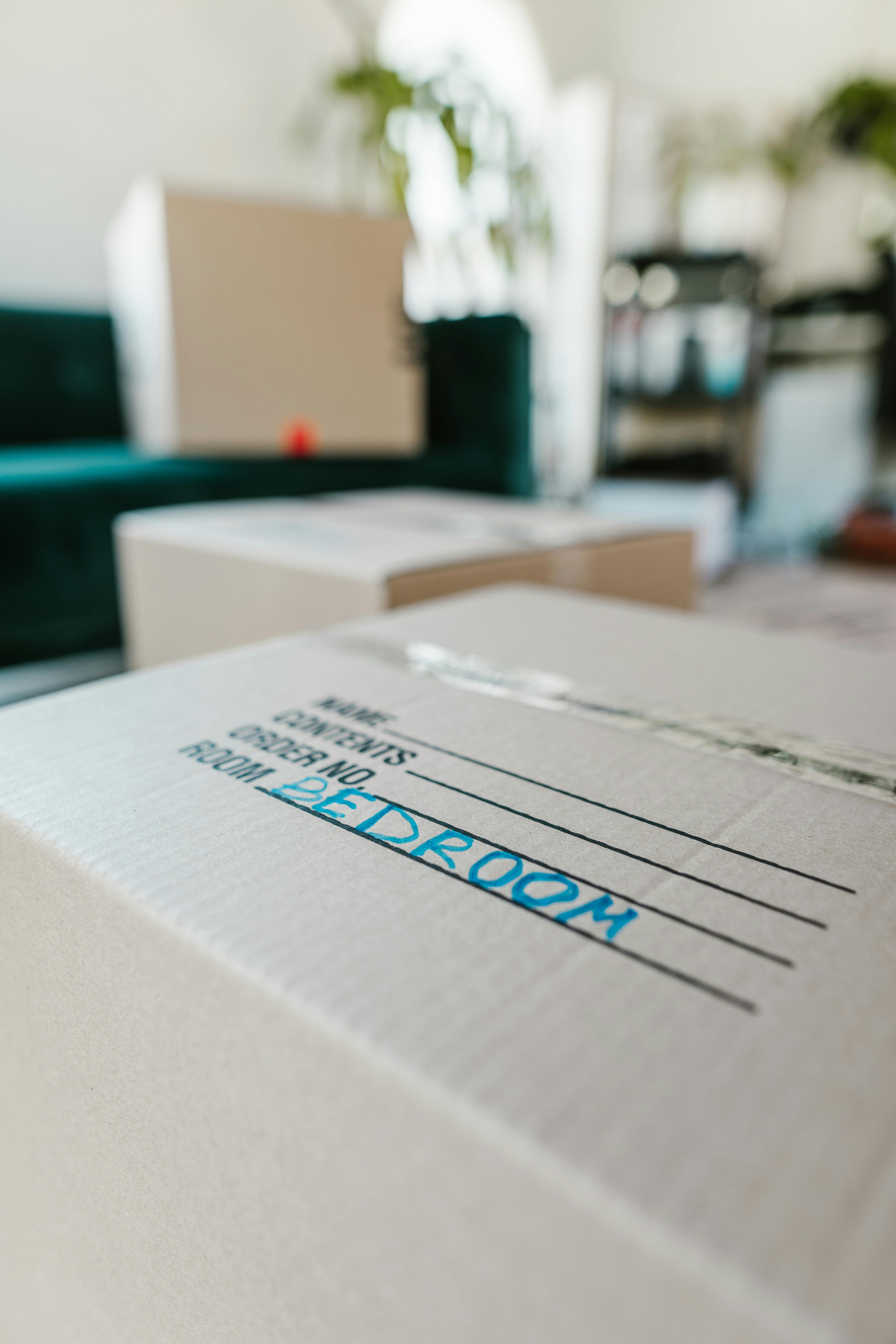 Residential moving box in a home